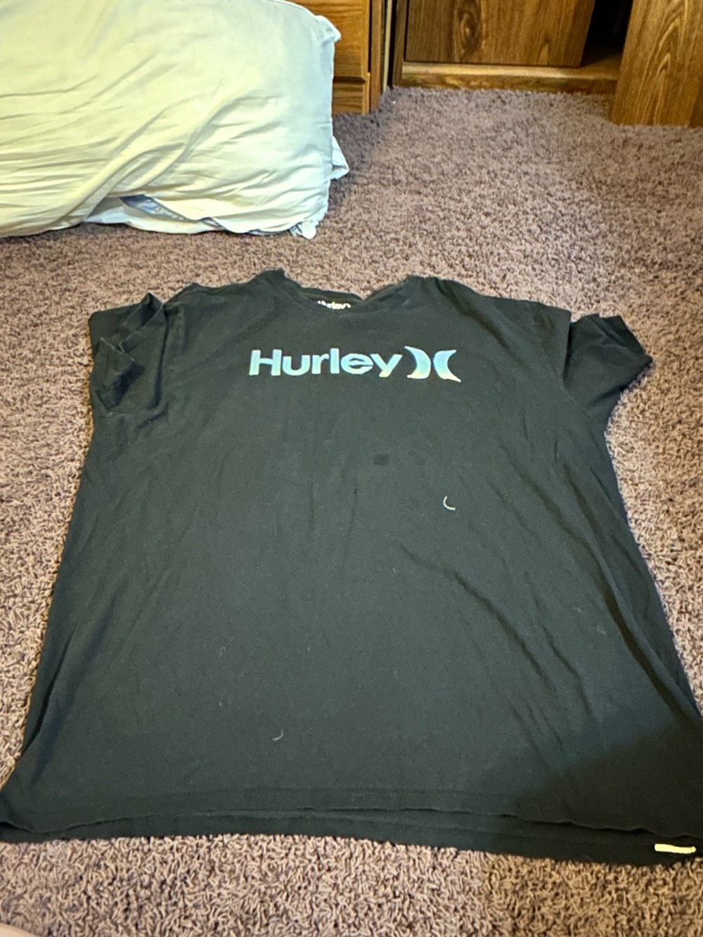 Hurley Men’s Black Crew Neck Tee with Light Blue Logo